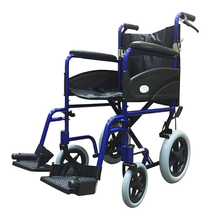 z tec folding transit wheelchair blue