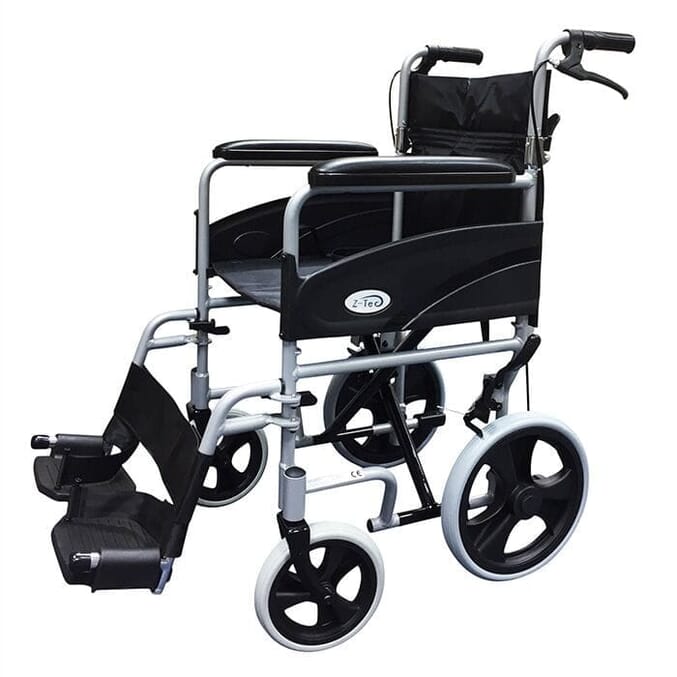 z tec folding transit wheelchair silver