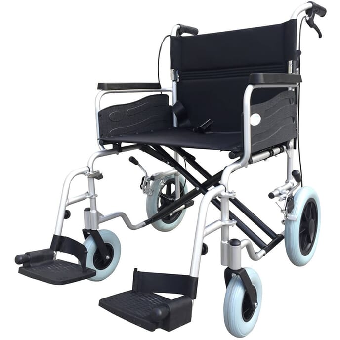 z tec wide aluminium transit wheelchair