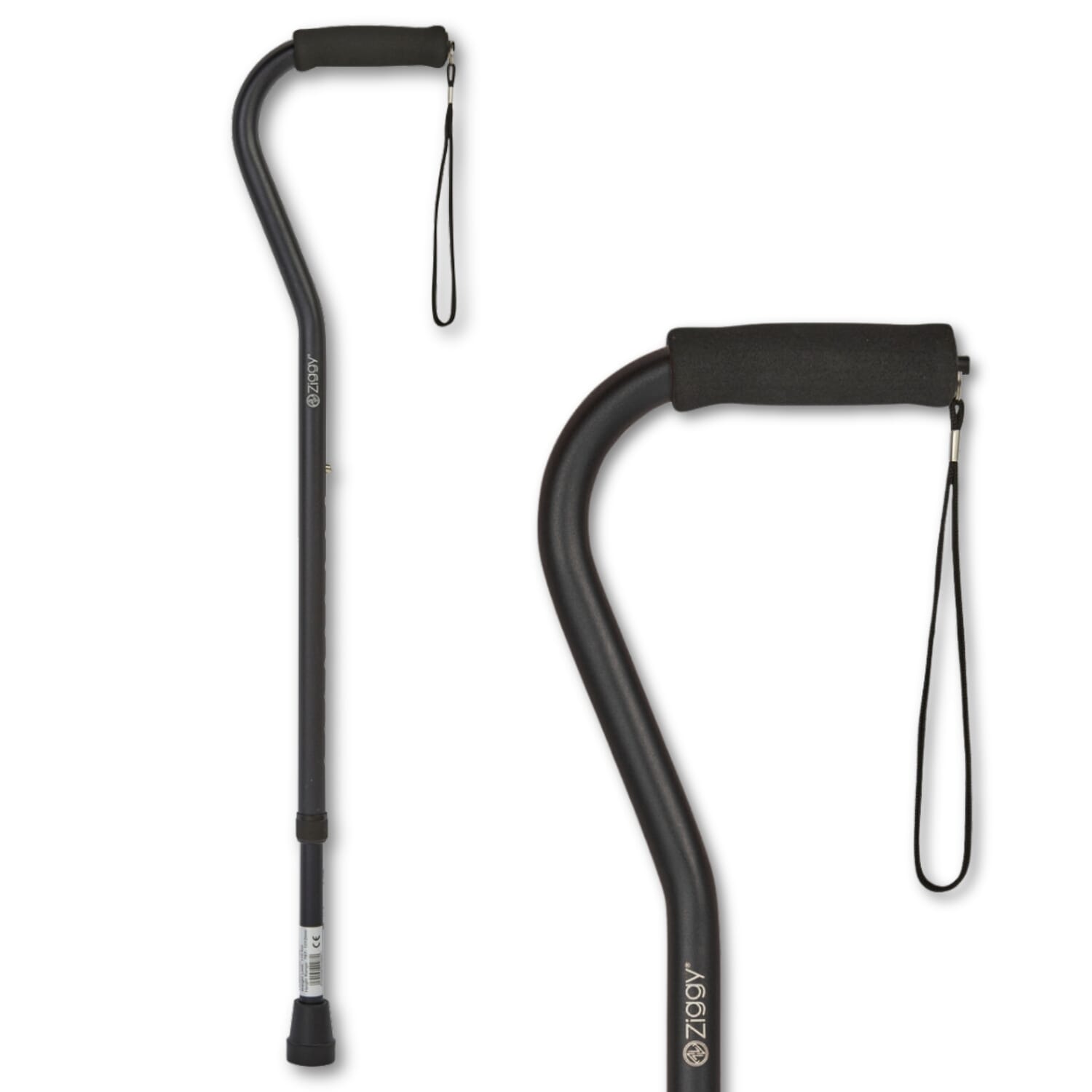 View Ziggy Offset Walking Sticks Black information