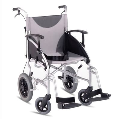 Z-Tec Lightweight Folding Aluminium Transit Wheelchair in Grey